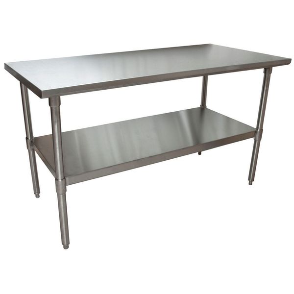 Bk Resources Work Table Stainless Steel W/Undershelf, Plastic bullet feet 60"Wx24"D SVT-6024